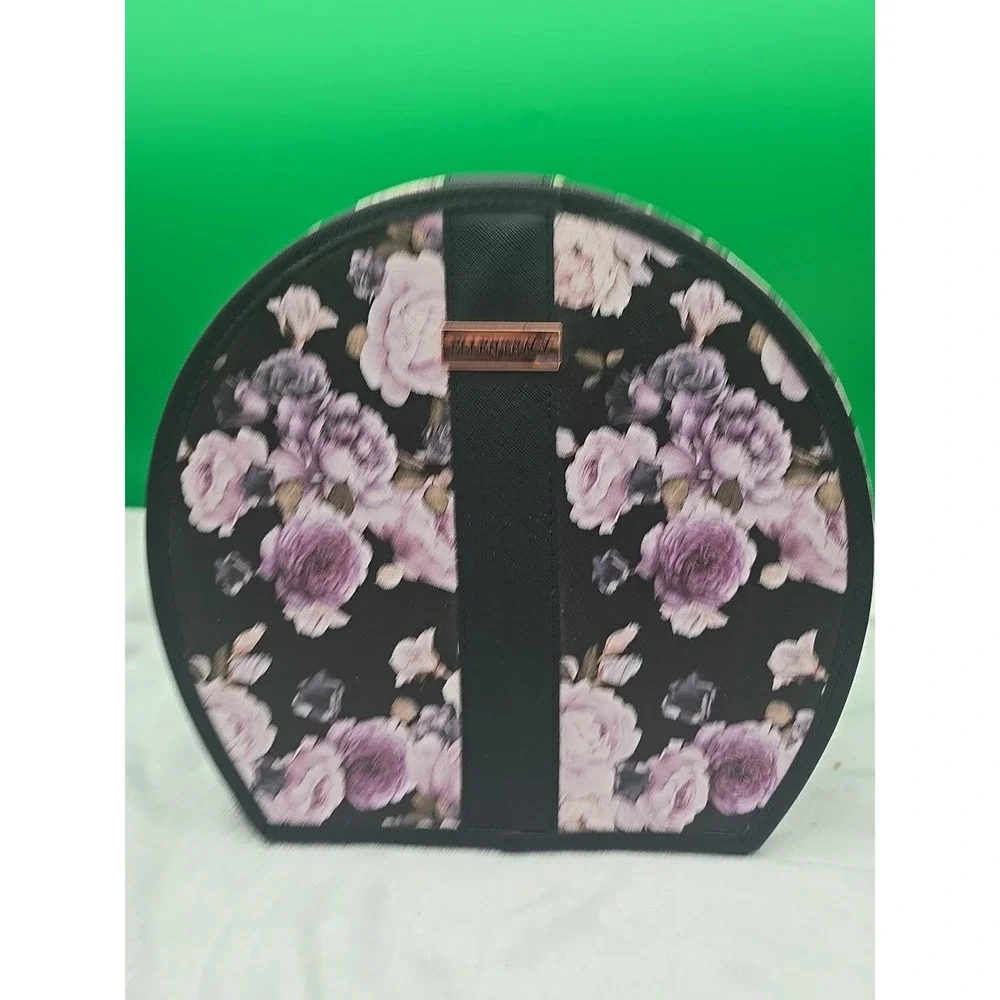 Ellen Tracy Floral Print Logo‎ Cosmetics Makeup Travel Bag Zip